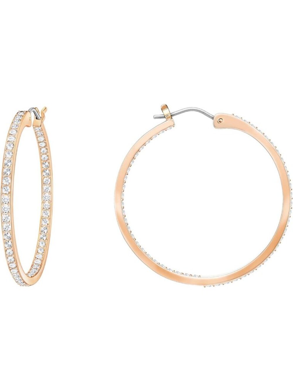 Elegant Rose Gold Hoop Earrings with Clear Crystals - Perfect for Any Occasion